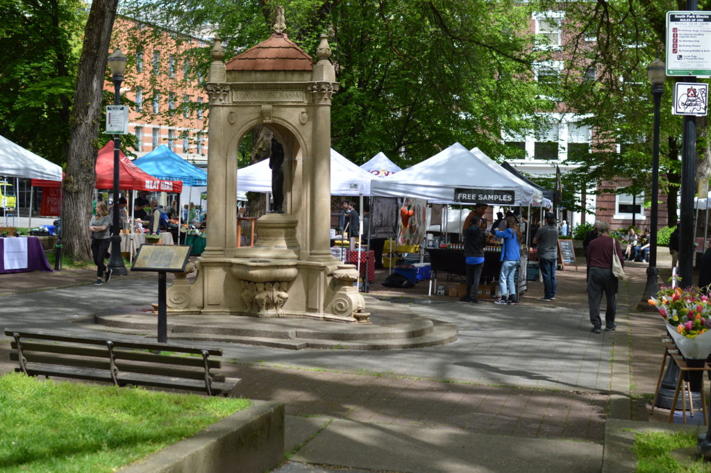 photo of fountain and farmers market